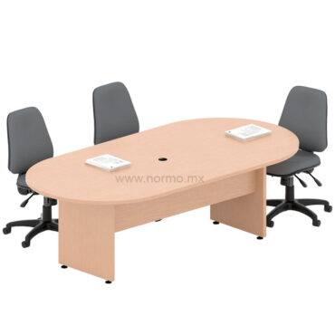 mesa de juntas ovalada con 3 sillas de oficina