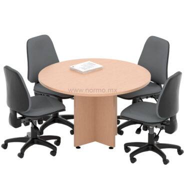 mesa de juntas redonda con 4 sillas de oficina